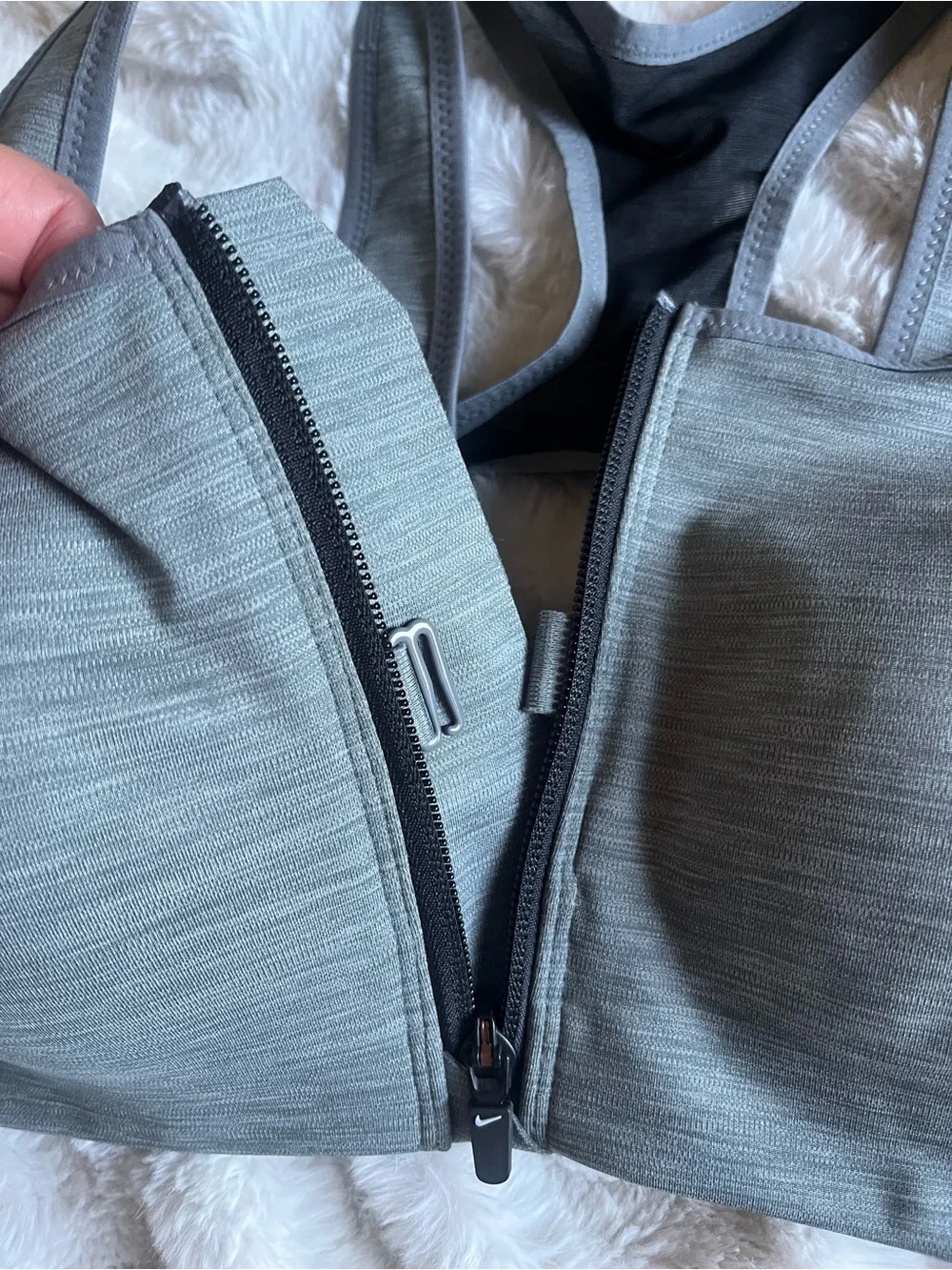Nike Gray Front-Zip Sports Bra